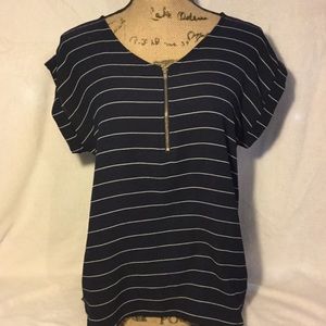 Tovia Navy Blue Striped Blouse